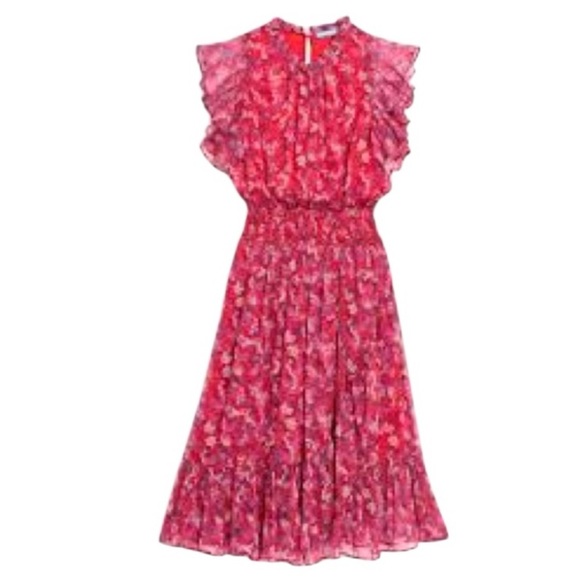 Draper James NWT Kacey Faux Wrap Ditsy Floral Raspberry Pink Dress Women’s XXL - Picture 2 of 12